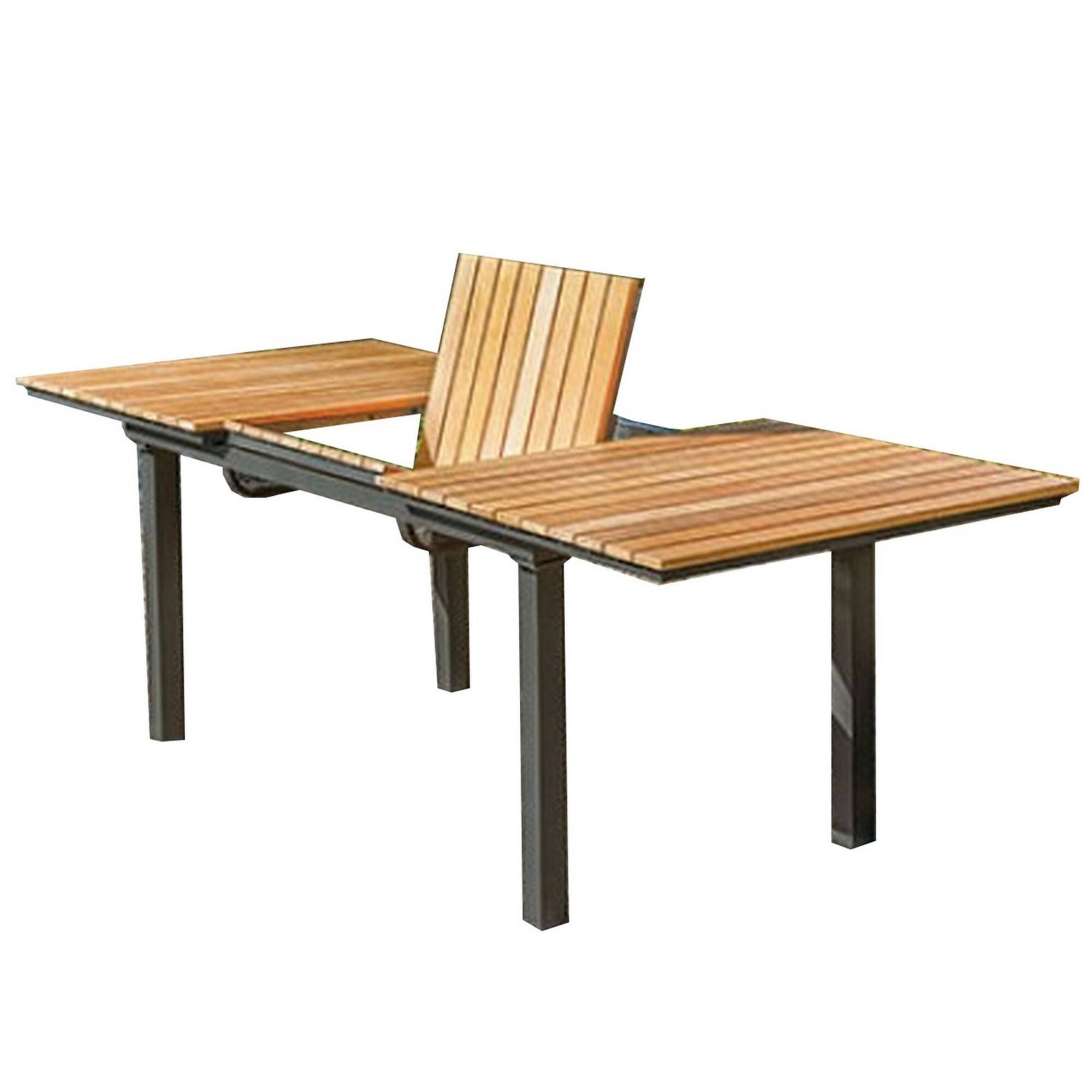 Alt View 1. Manhattan Lane - Ankia 62-84 Inch Outdoor Extendable Dining Table, Aluminium, Brown - Brown, Black.