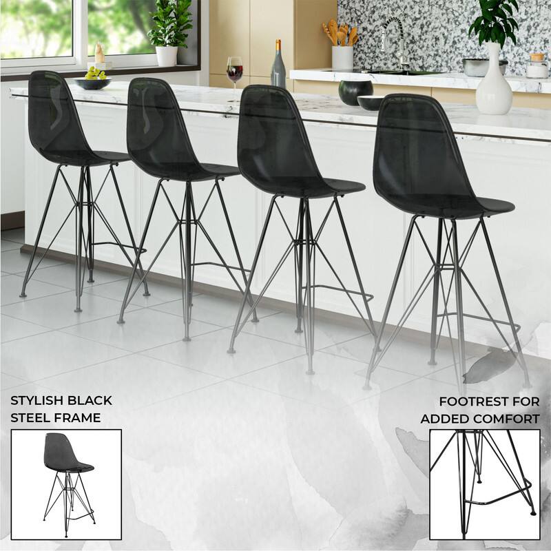 LeisureMod Cresco Modern Acrylic Barstool, Swivel Counter Height Stool ...