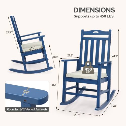 DIMENSIONS  
Supports up to 450 LBS  

- 25.5"  
- 20.5"  
- 18.9"  
- 21.8"  
- 44.9"  
- 28.7"  
- 2.8"  
- 35.8"  
- 26.2"  

Rounded & Widened Armrests