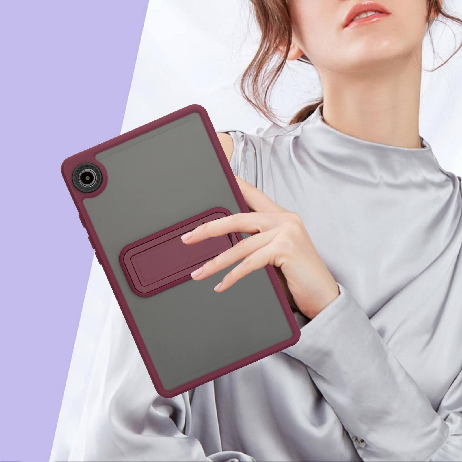 Alt View 3. UUCOVER - Case for Samsung Galaxy Tab A11 8.7-inch 2025 (SM-X130/X133/X135), Shockproof TPU+PC Matte Case Kickstand Slim Cover - Winered.