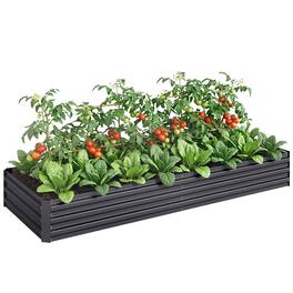 Outsunny - x 36" x 12" Galvanized Raised Garden Bed, Easy DIY and Cleaning for Growing Flowers, Herbs - Gray