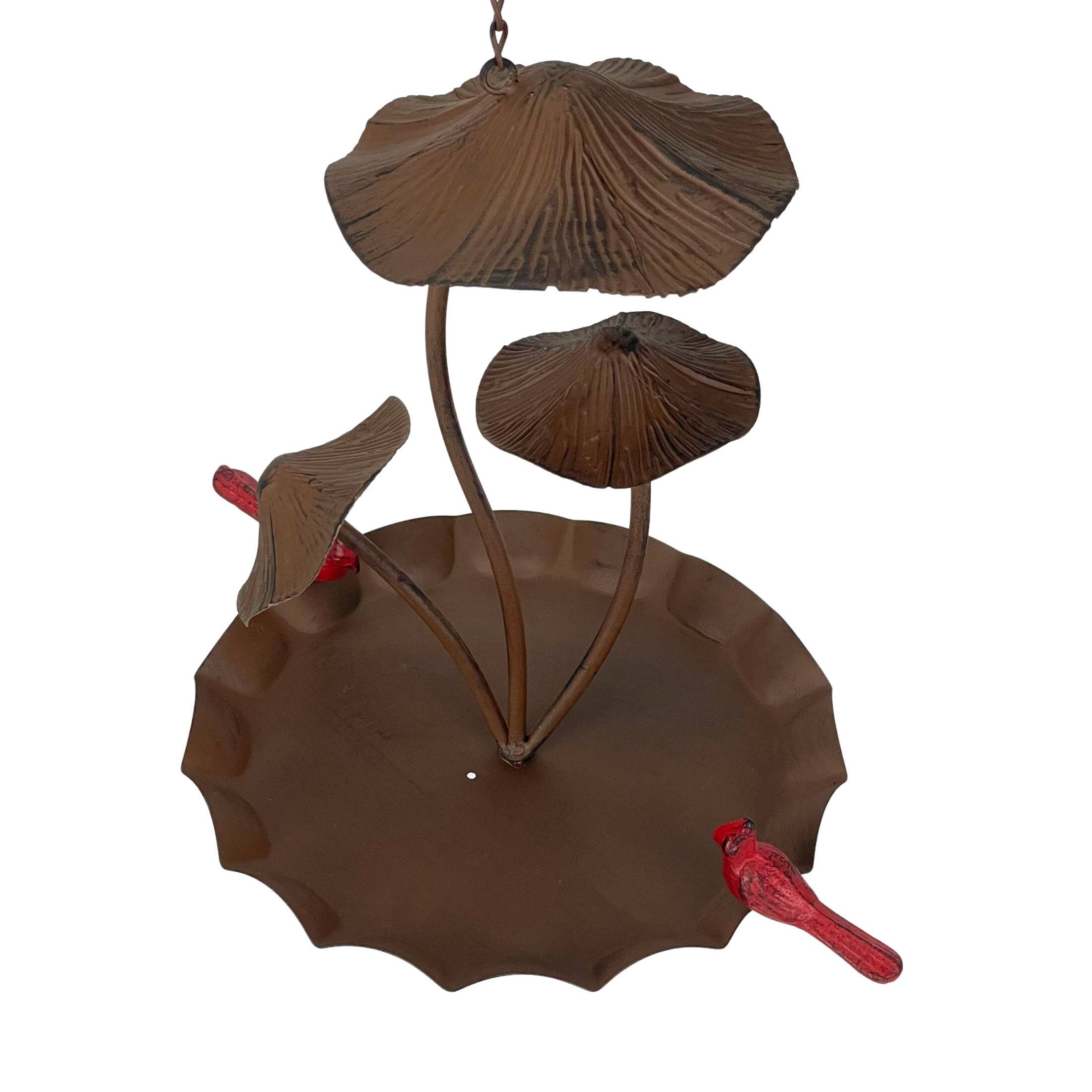 Alt View 2. Things2Die4 - Rustic Brown Triple Mushroom Bird Feeder – Pie Plate Tray, Farmhouse Decor - Multicolored.