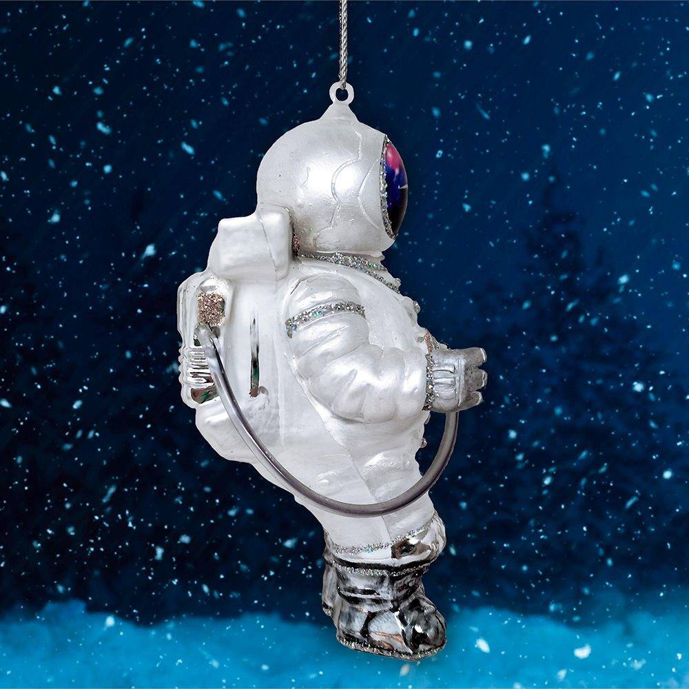 Left. OrnamentallyYou - Astronaut Glass Christmas Ornament - Multi-colored.