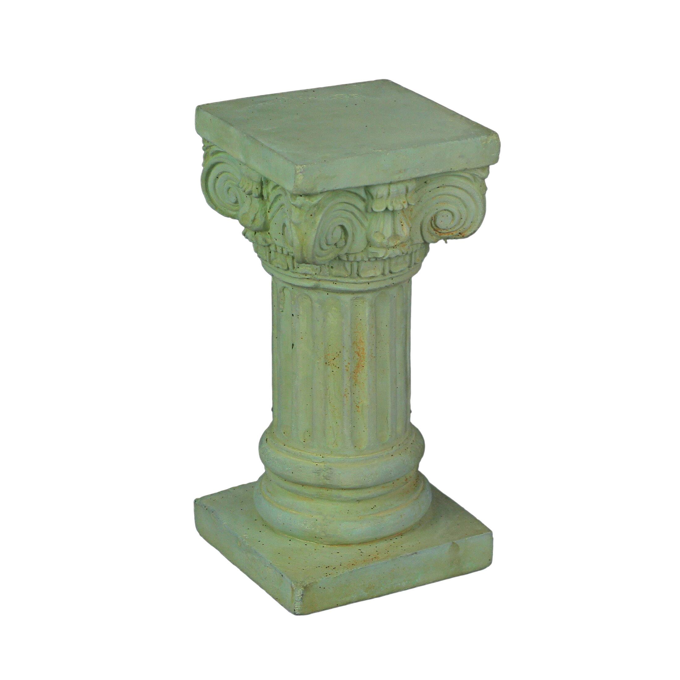 Things2Die4 - Verdigris Finish Solid Concrete Roman Ionic Column Pillar Mini Statue Pedestal 8.25 Inches High - Green