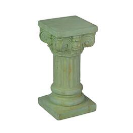 Things2Die4 - Verdigris Finish Solid Concrete Roman Ionic Column Pillar Mini Statue Pedestal 8.25 Inches High - Green