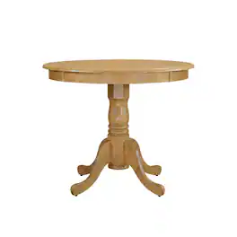 FurniFact - Solid Wood Round Dining Table & Chairs 3-Piece Set - Oak