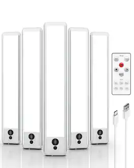 EZVALO - 10.05 in. Wireless USB Charging Integrated LED Linkable Under Cabinet Light Smart Recessed Lighting-5 Pack - White