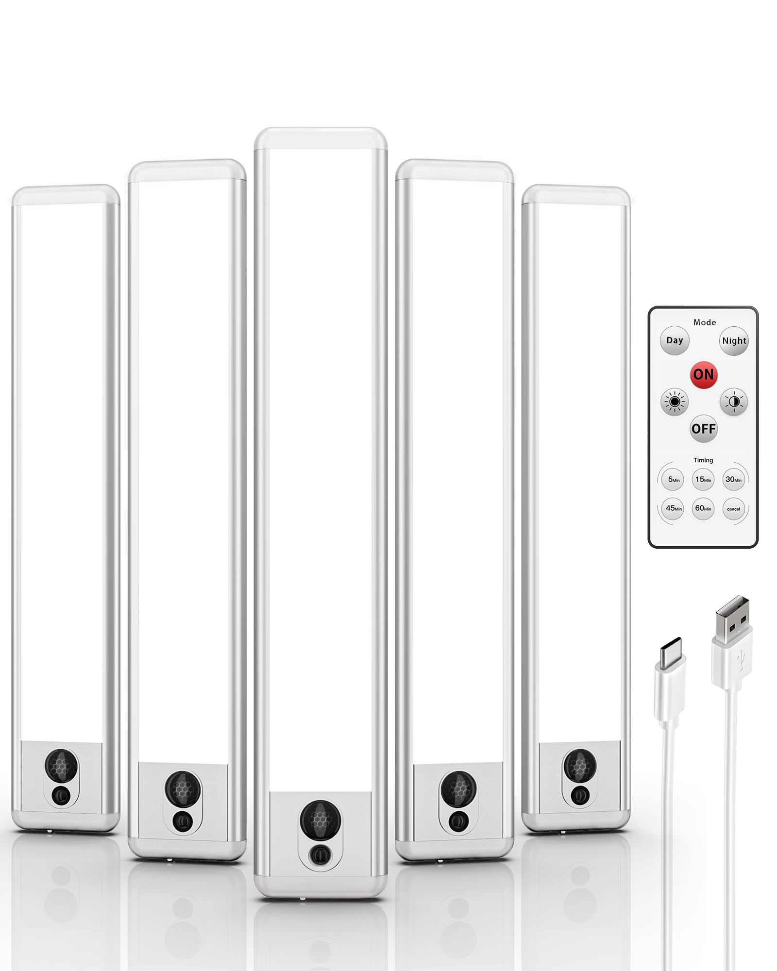 EZVALO - 10.05 in. Wireless USB Charging Integrated LED Linkable Under Cabinet Light Smart Recessed Lighting-5 Pack - White