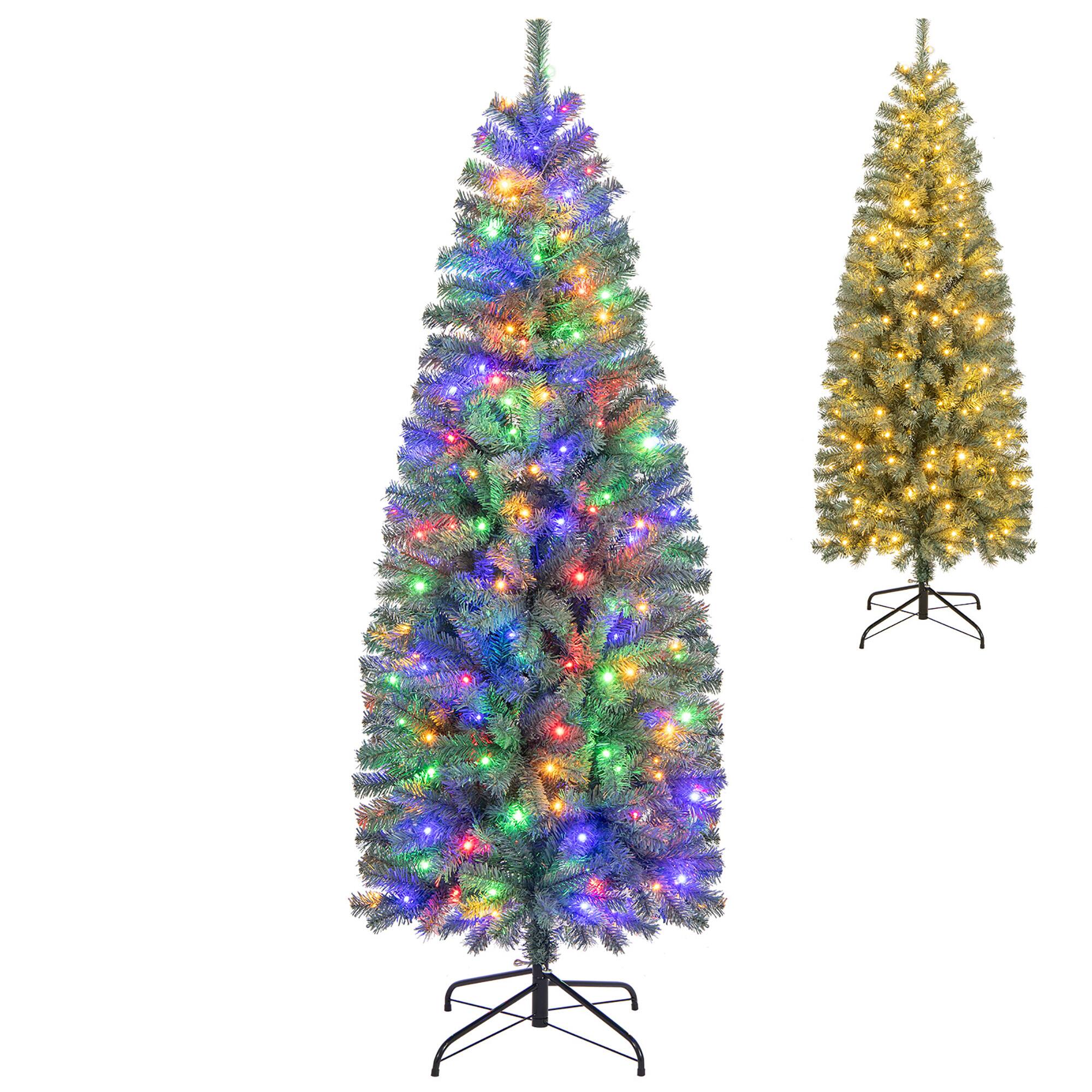 Front. Gymax - Gymax 6.5 FT Artificial Xmas Tree w/ 556 Branch Tips 200 LED Lights 9 Lighting Modes - Blue.