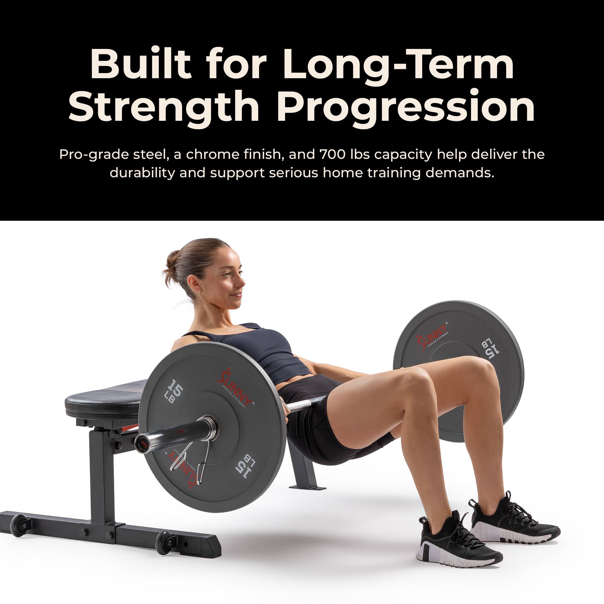 Built for Long-Term Strength Progression

Pro-grade steel, a chrome finish, and 700 lbs capacity help deliver the durability and support serious home training demands.