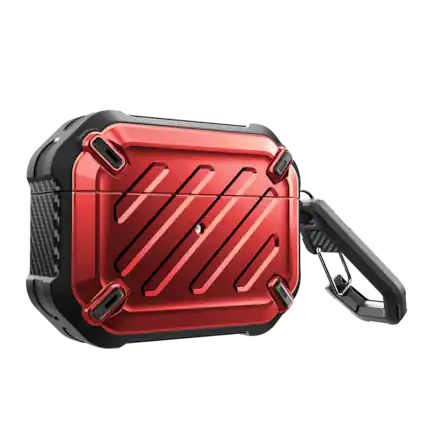 Front. SUPCASE - Apple AirPods Pro 1 & 2 Unicorn Beetle PRO Rugged Case Waterproof Case - Metallic Red.