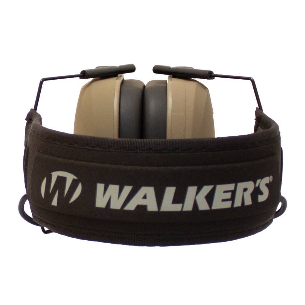 Left. Walkers - Walker's Razor Slim Electronic Hearing Muff (Distressed Flag) & Attachments - Beige.