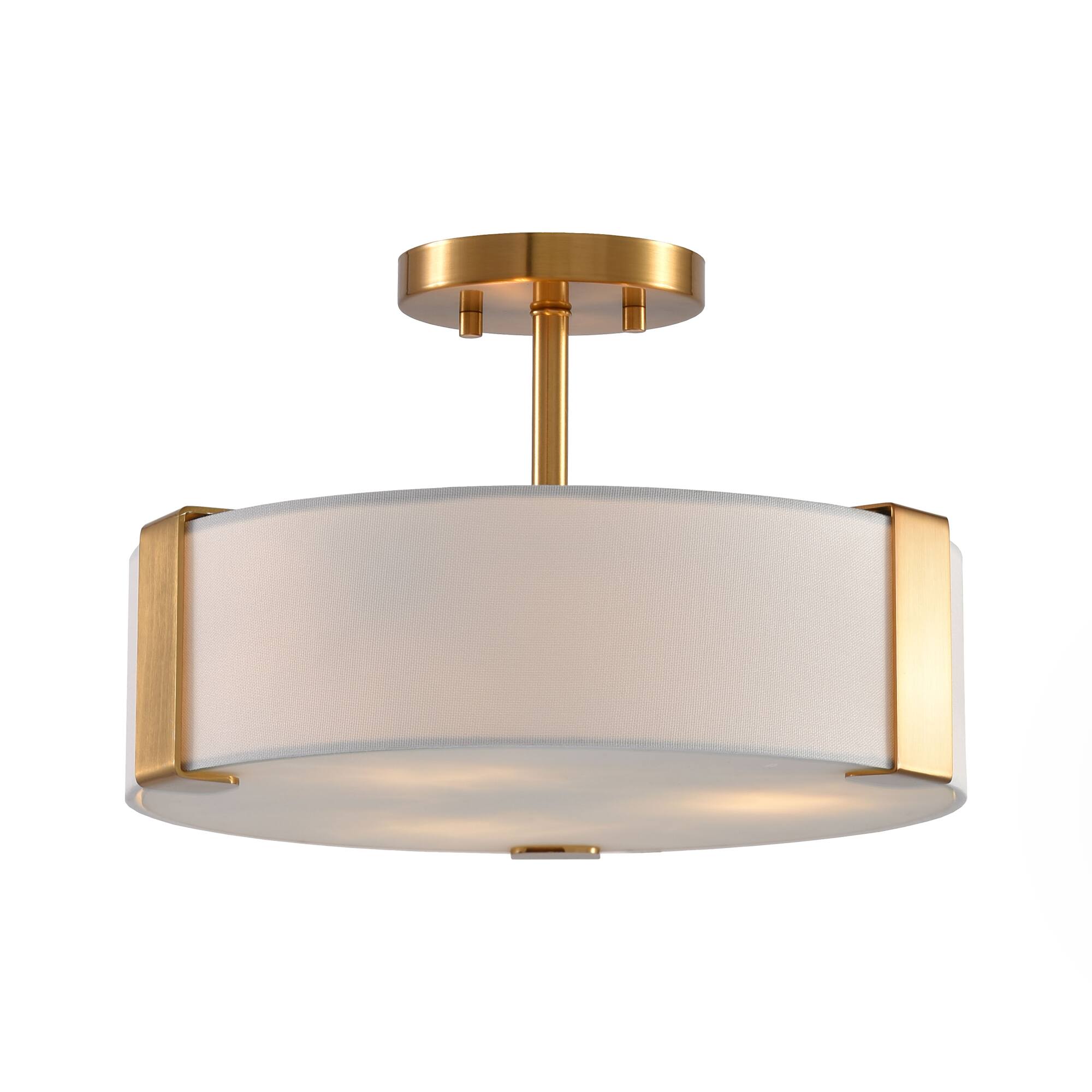 Alt View 1. Parrot Uncle - 14” Gold Semi-Flush Mount Ceiling Light - Gold.