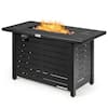 Front. Costway - Costway 42" Rectangular Propane Gas Fire Pit 60,000 Btu Heater Outdoor Table W/ Cover - Black.