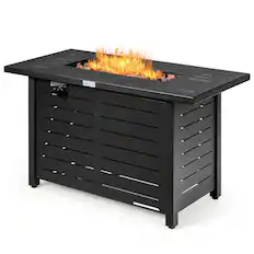 Front. Gymax - Gymax 42'' Rectangular Propane Gas Fire Pit 60,000 Btu Heater Outdoor Table W/ Cover - Black.