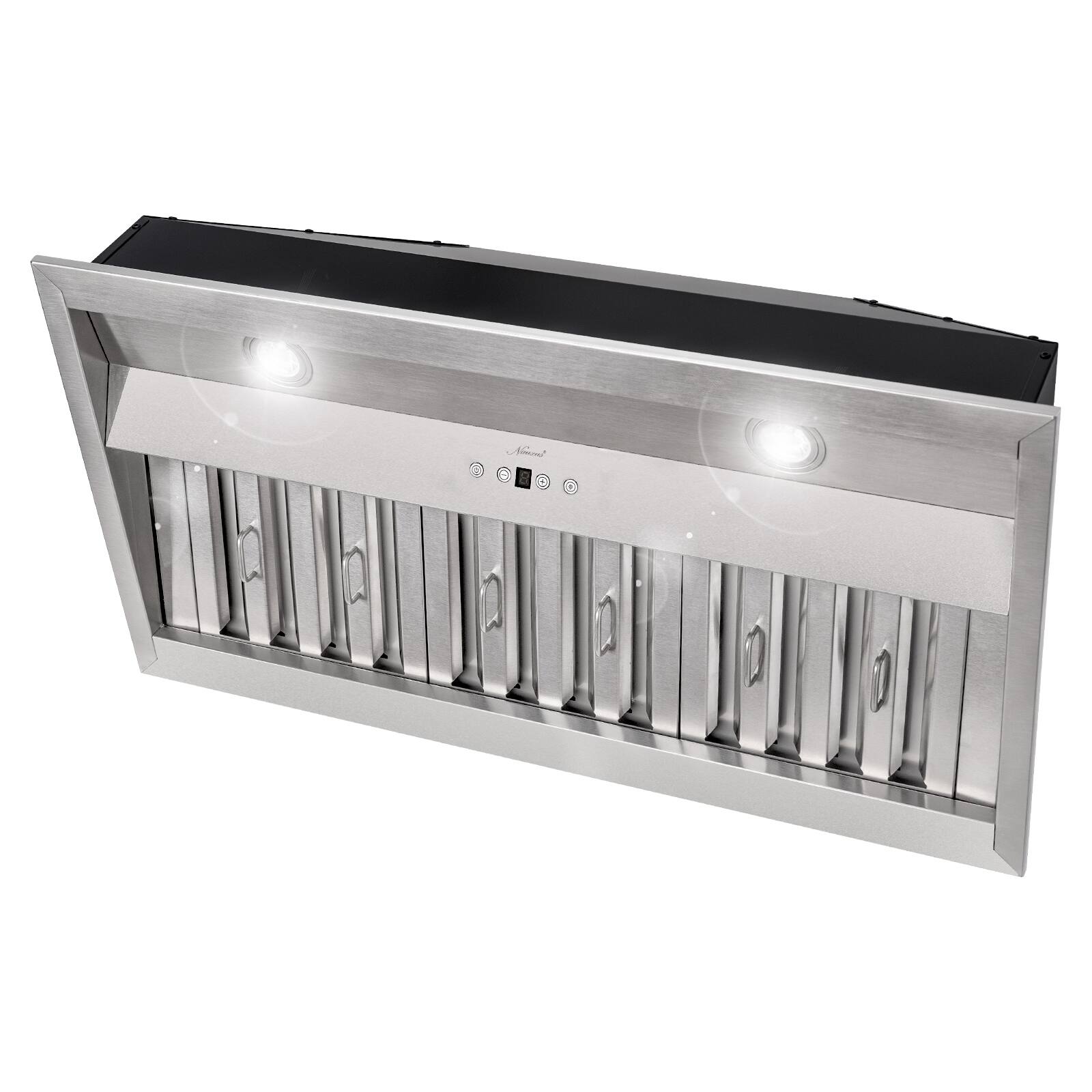Angle. Akicon - Akicon 36 inch Ducted 600-CFM Stainless steel Range Hood Insert - Stainless steel.