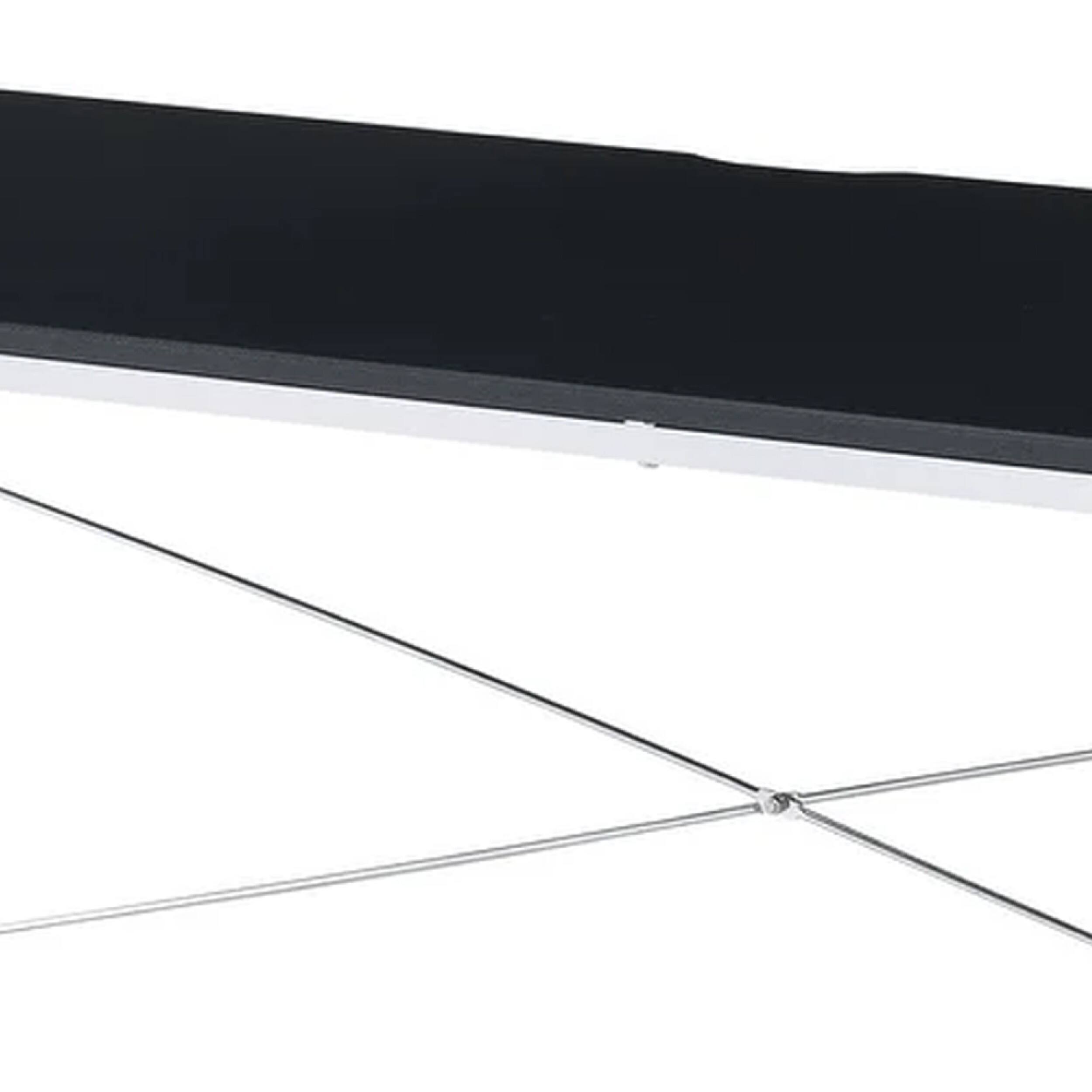 Left. Manhattan Lane - Mayo 47 Inch Rectangular Desk Console Table, Crossed Bars, Black, Chrome - Black and Chrome.