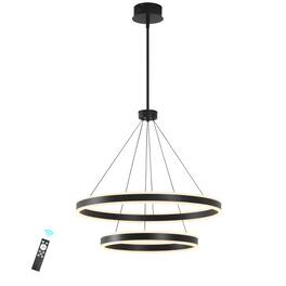 Umeiluce - Modern Chandelier Light Led Kitchen Island Pendant with Remote Control for High Ceiling - Matte Black