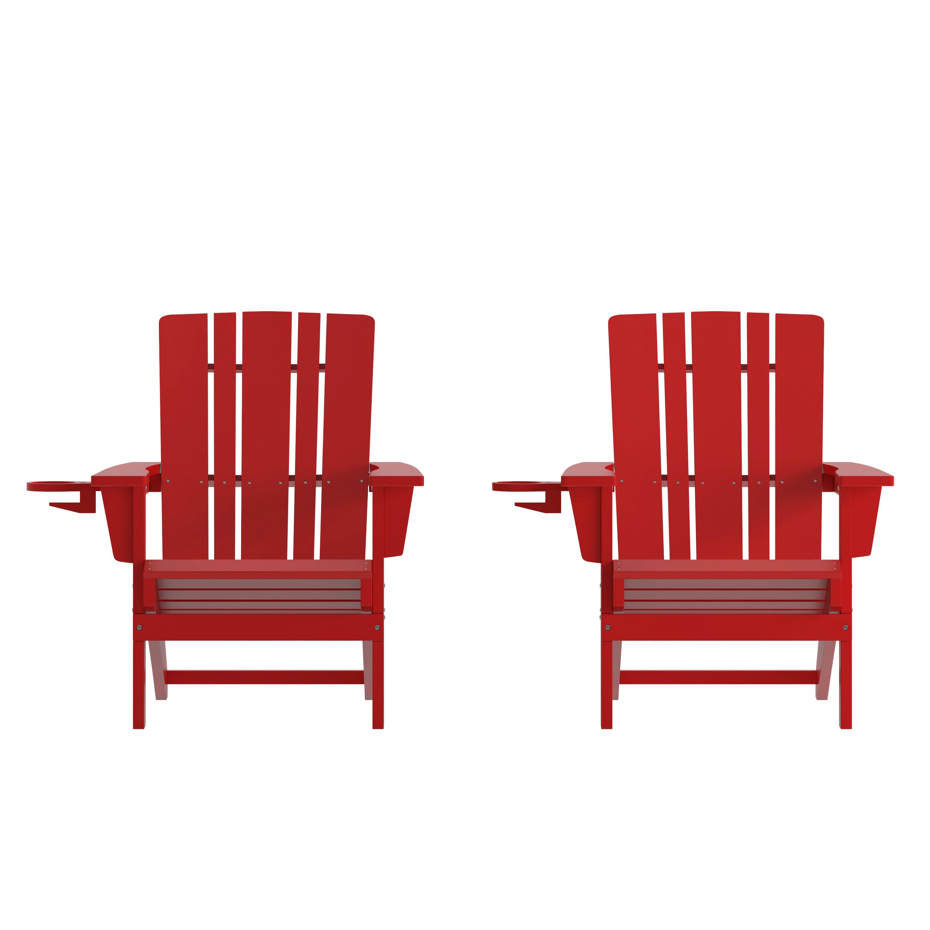 Emma + Oliver - Haley Set of 2 Adirondack Chairs with Cup Holders, Weather Resistant HDPE Adirondack Chairs - Red price history on PriceWatchPro