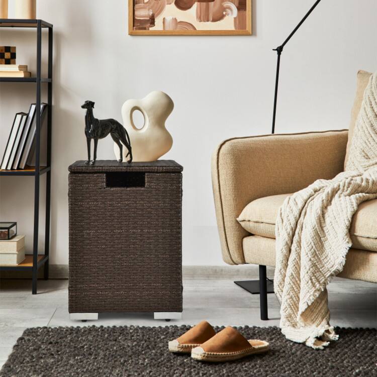 Alt View 1. Mondawe - 2-in-1 Patio Rattan Gas Propane Tank Cover for 20 lbs Propane Tanks - Brown.