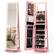 Front. Costway - Costway 360° Swivel Jewelry Cabinet with LED Lights, Full-Length Mirror & Makeup Mirror - Pink.