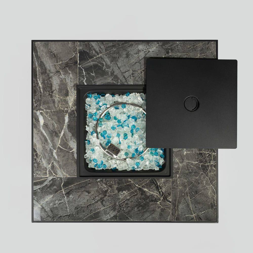 Alt View 1. Resenkos - 30" Propane Gas Fire Pit Table, 50000 BTU Square Fire Pit, Tile Tabletop with Beautiful Wicker Base, Brown.