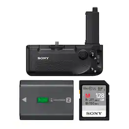 Sony - Vertical Grip for Alpha a7R IV Camera with 128GB SD Card Bundle
