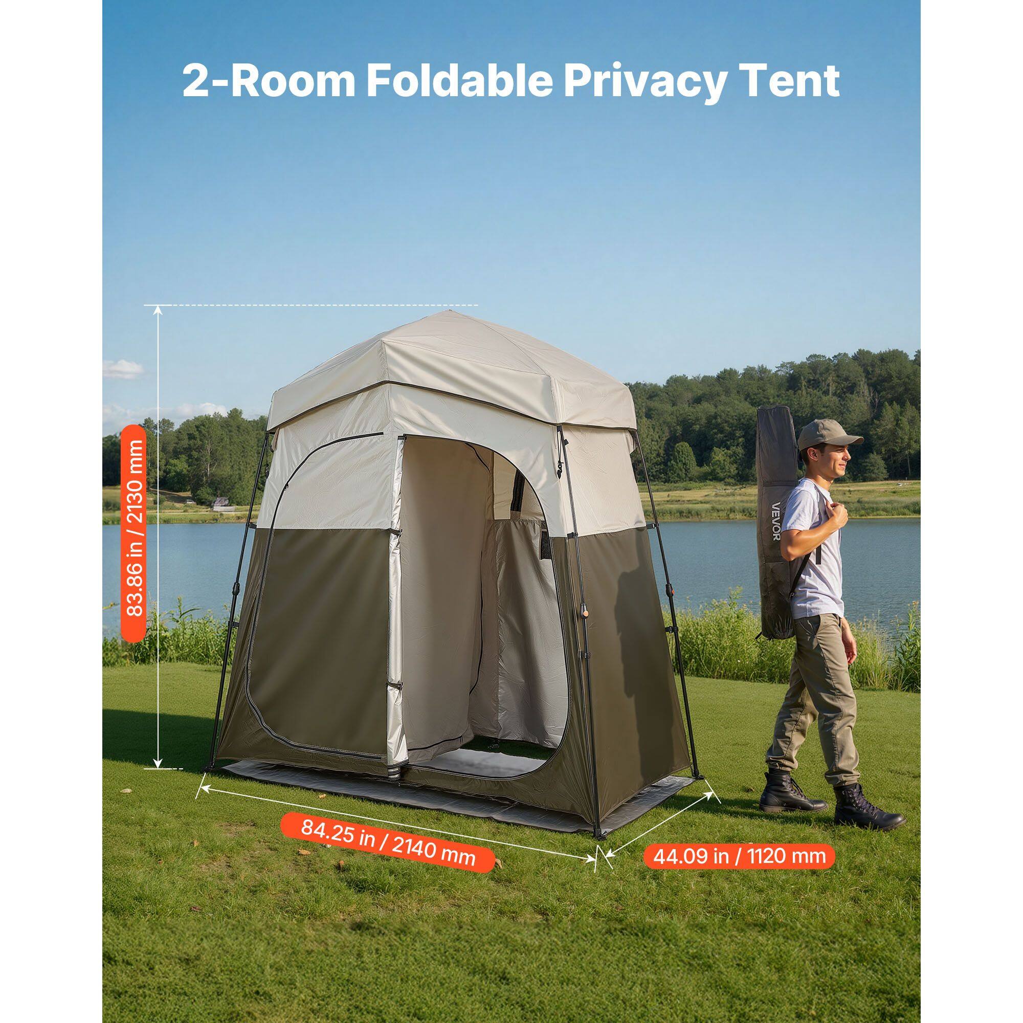 2-Room Foldable Privacy Tent

Height: 83.86 in / 2130 mm
Width: 84.25 in / 2140 mm
Depth: 44.09 in / 1120 mm
