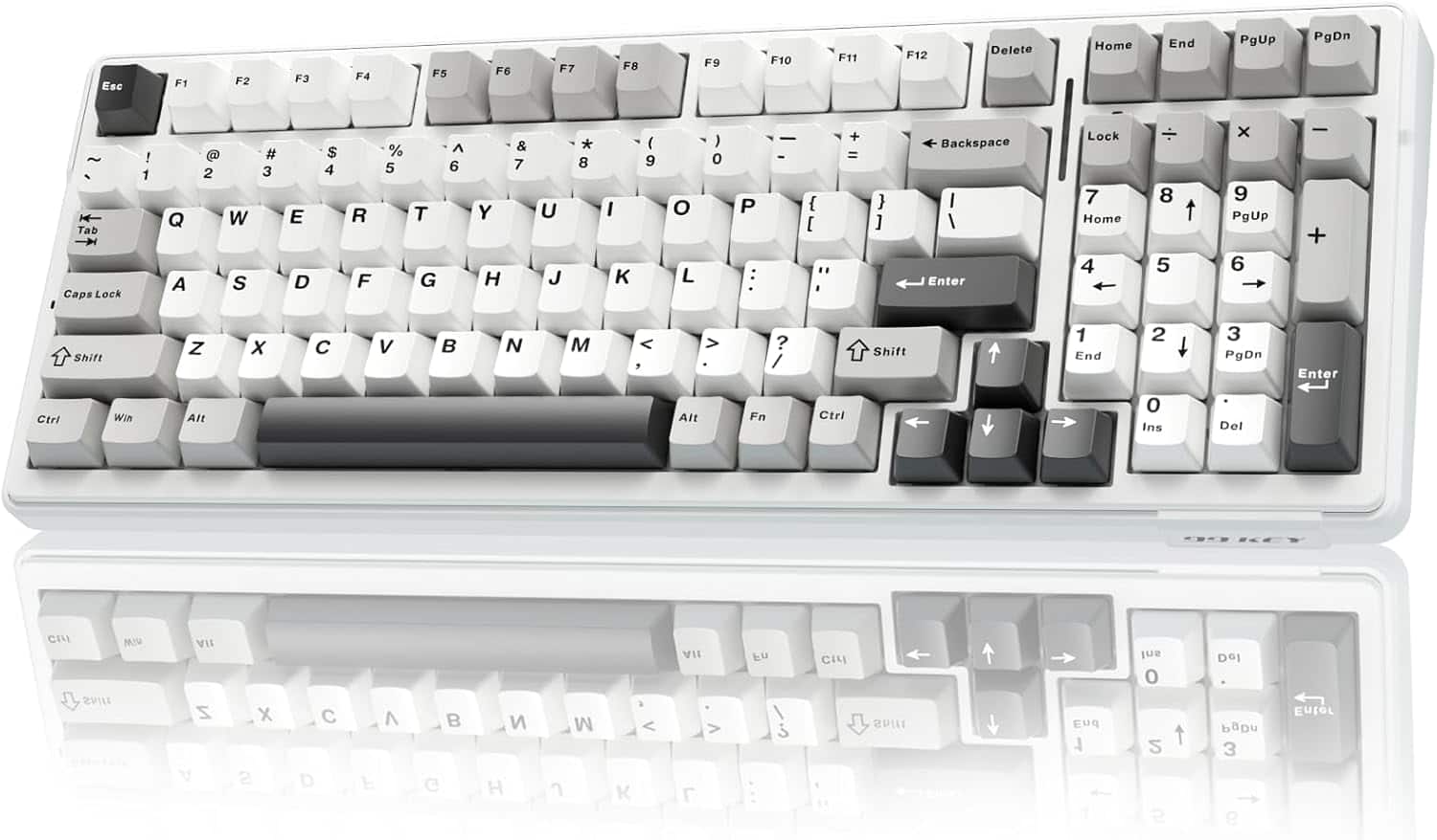 AULA - F99 Wireless Mechanical Keyboard, Hot Swappable, BT5.0/2.4GHz/USB-C, RGB, Pre-lubed Switches (PC/Tablet/PS/Xbox) - Black Grey White