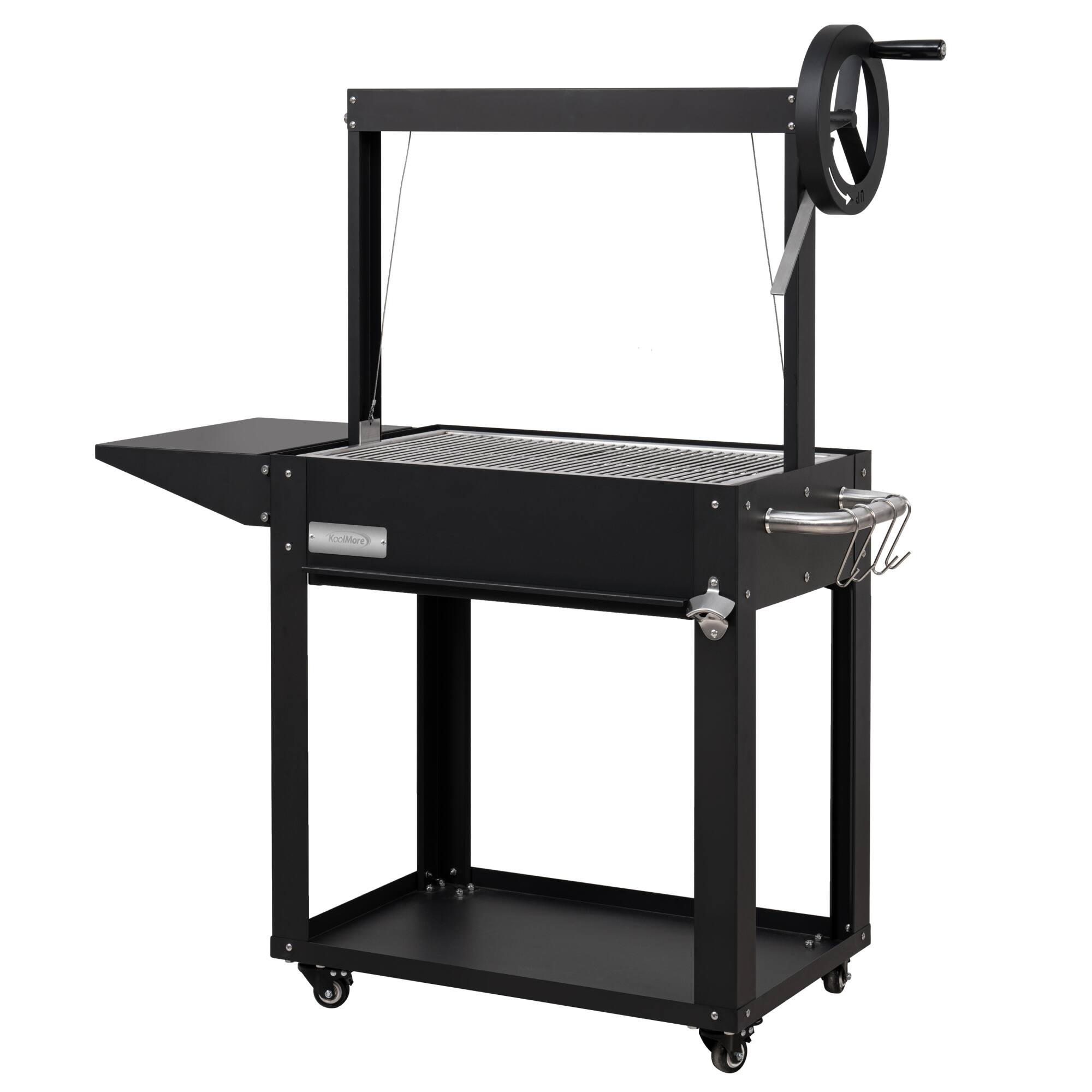 Alt View 4. Koolmore - 50 in. Argentine Charcoal Grill, Adjustable Grate Outdoor BBQ, in Black (KM-OG-A-45) - Black.