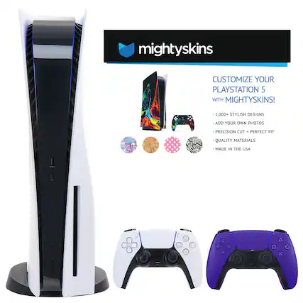 mightyskins CUSTOMIZE YOUR PLAYSTATION 5 WITH MIGHTYSKINS! 1,000+ STYLISH DESIGNS ADD YOUR OWN PHOTOS PRECISION CUT - PERFECT FIT QUALITY MATERIALS MADE IN THE USA