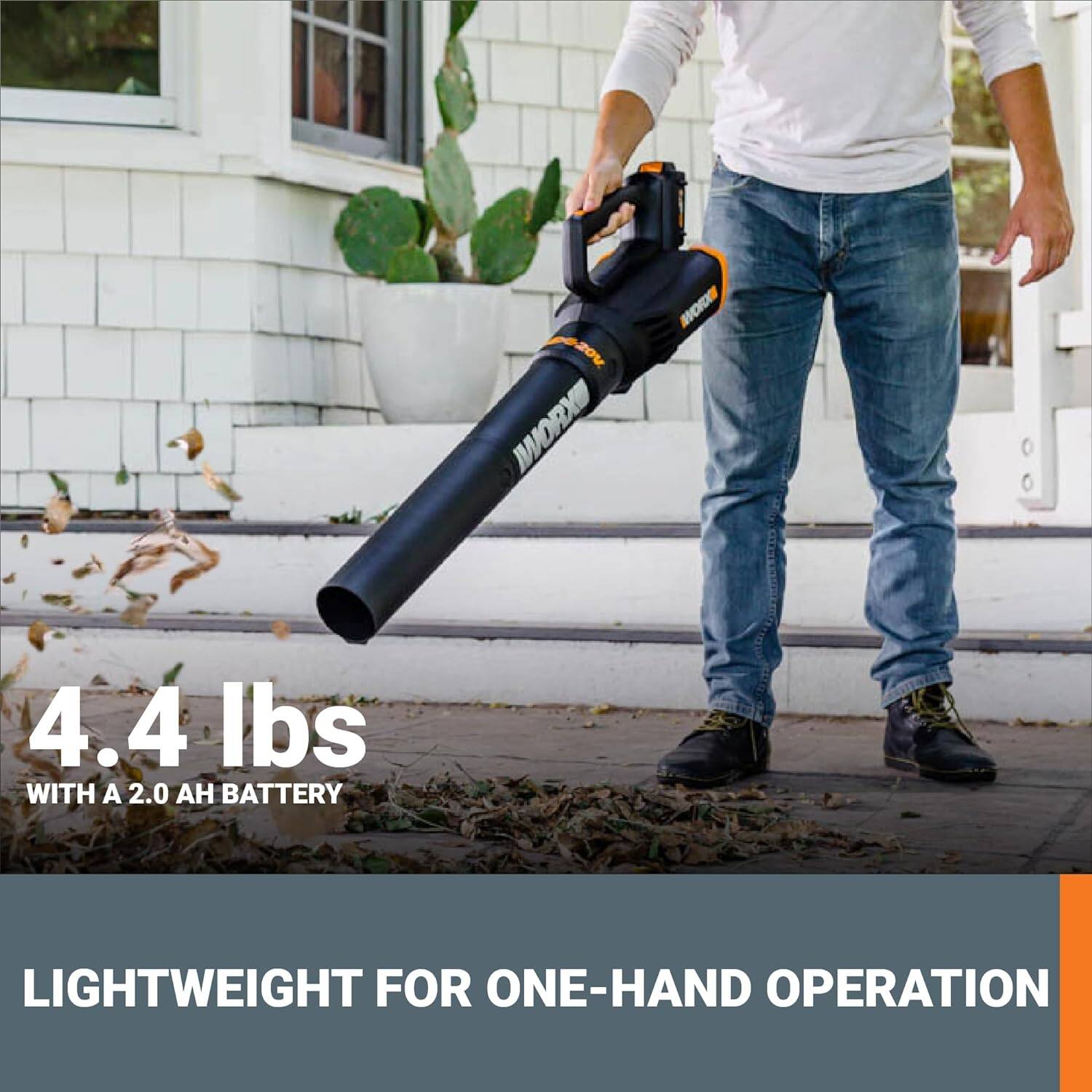 WORX WORX 4.4 lbs with a 2.0 AH battery lightweight for one-hand operation
