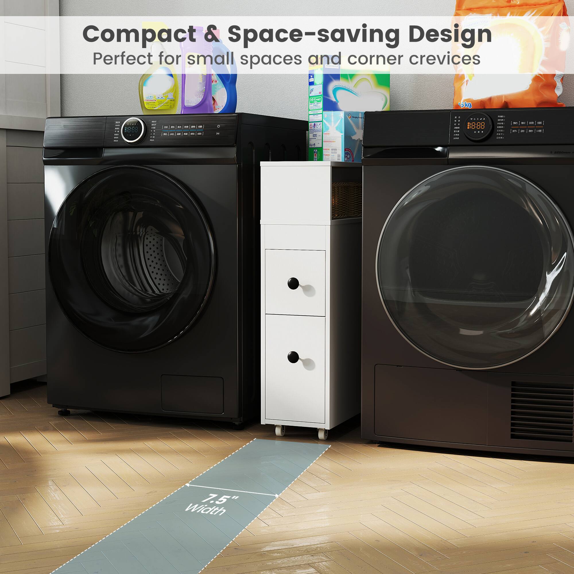 Compact & Space-saving Design: Perfect for small spaces and corner crevices. H 5kg. 7.5" Width.