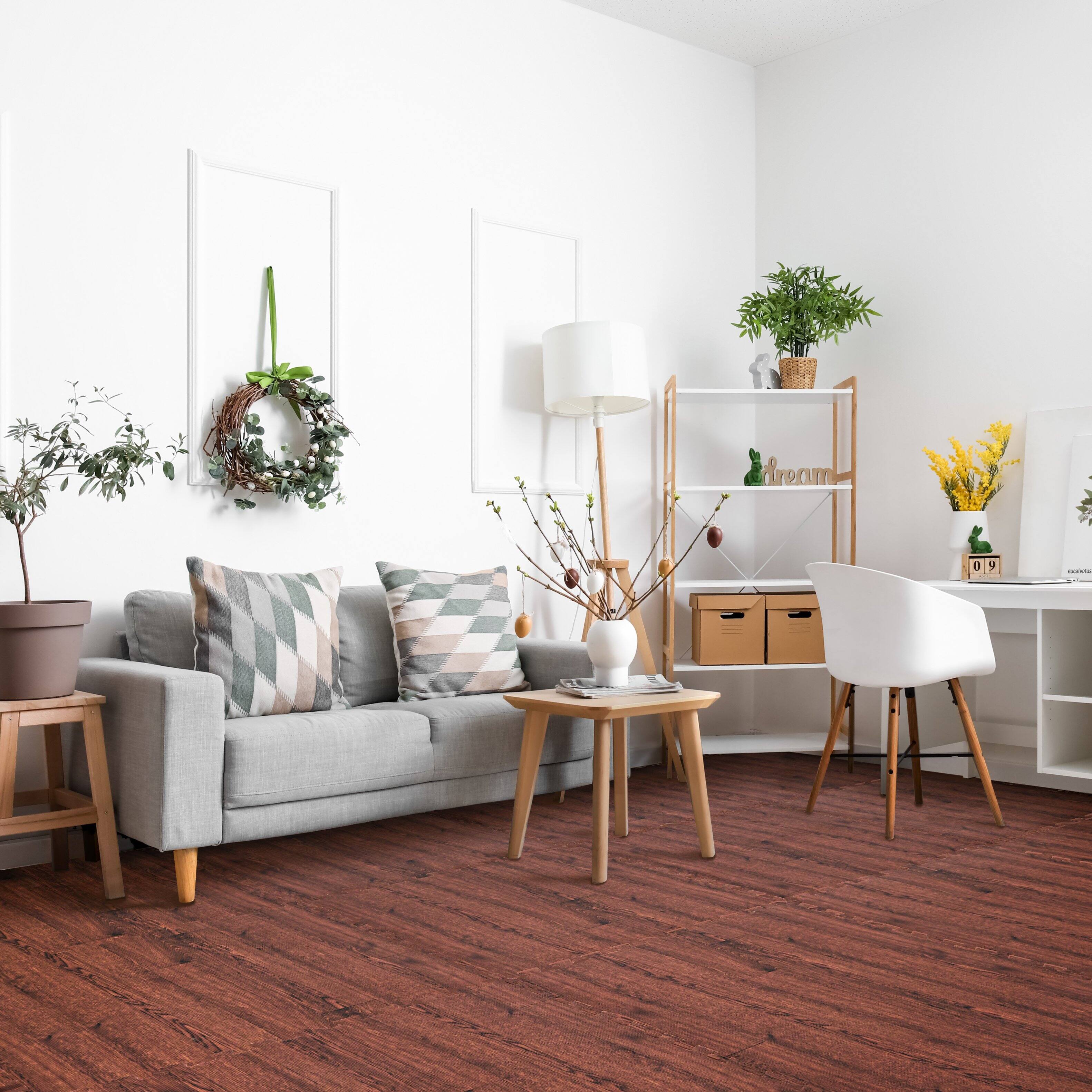 Angle. Sorbus - Sorbus 3/8-Inch Thick 96 Sq. Ft. Wood Grain Floor Foam EVA Interlocking Mats Tiles w/ Borders - for Home, Trade Show - Mahogany.