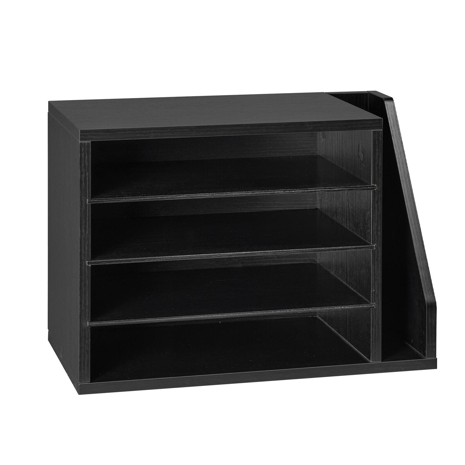Alt View 5. VEVOR - Literature Organizer, 4 Compartments Office Mailbox with Detachable Shelves, Wooden Mailbox Sorter - Black.