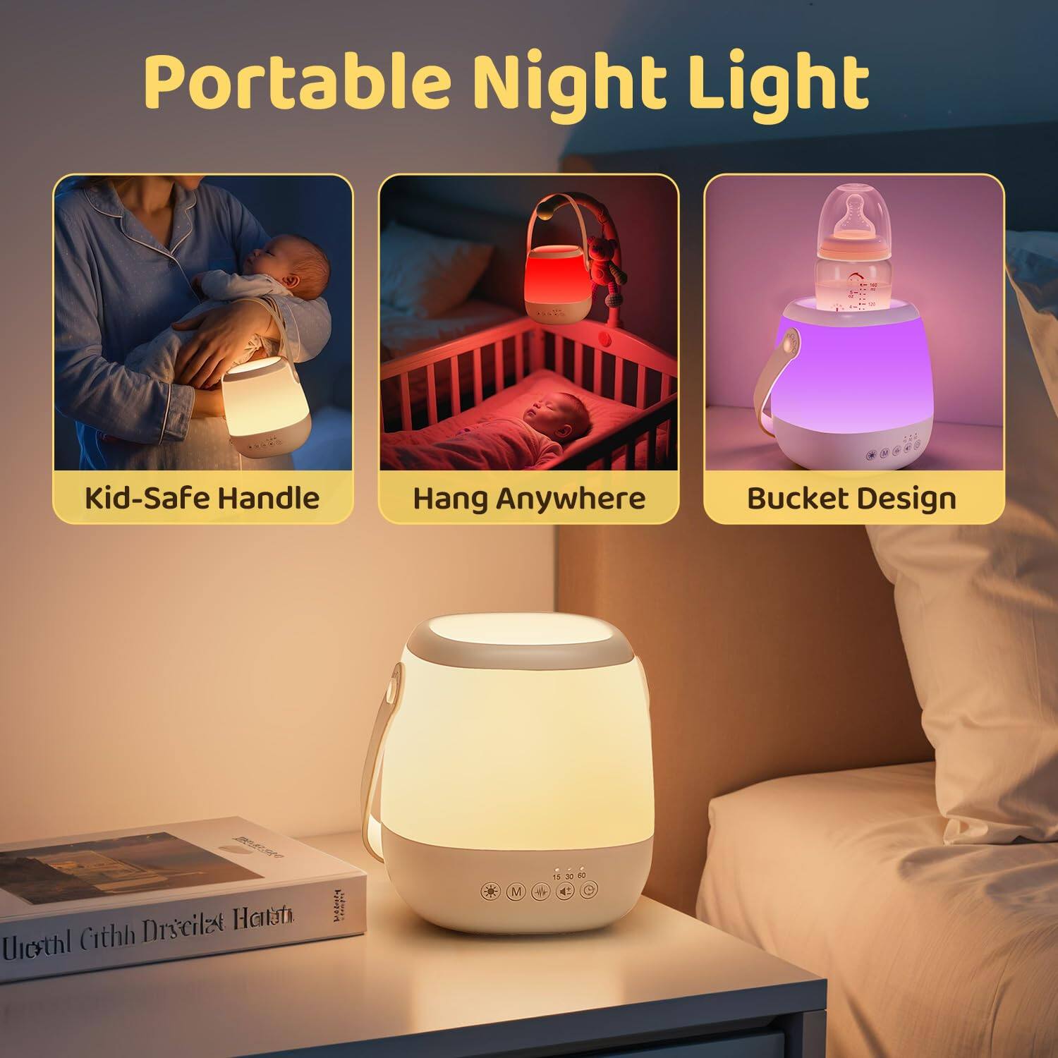 Portable Night Light

- Kid-Safe Handle
- Hang Anywhere
- Bucket Design