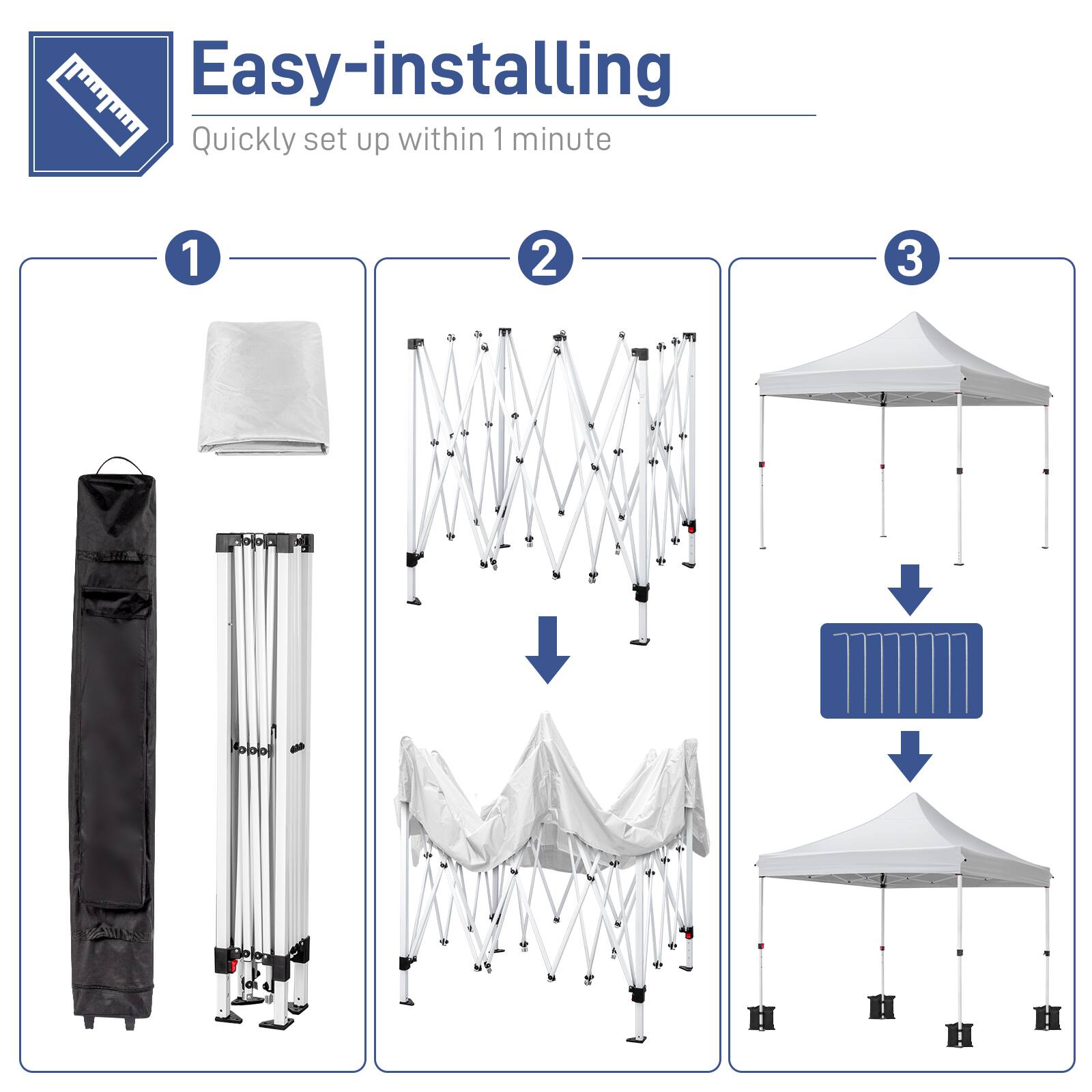 Easy-installing  
Quickly set up within 1 minute  
1  
2  
3