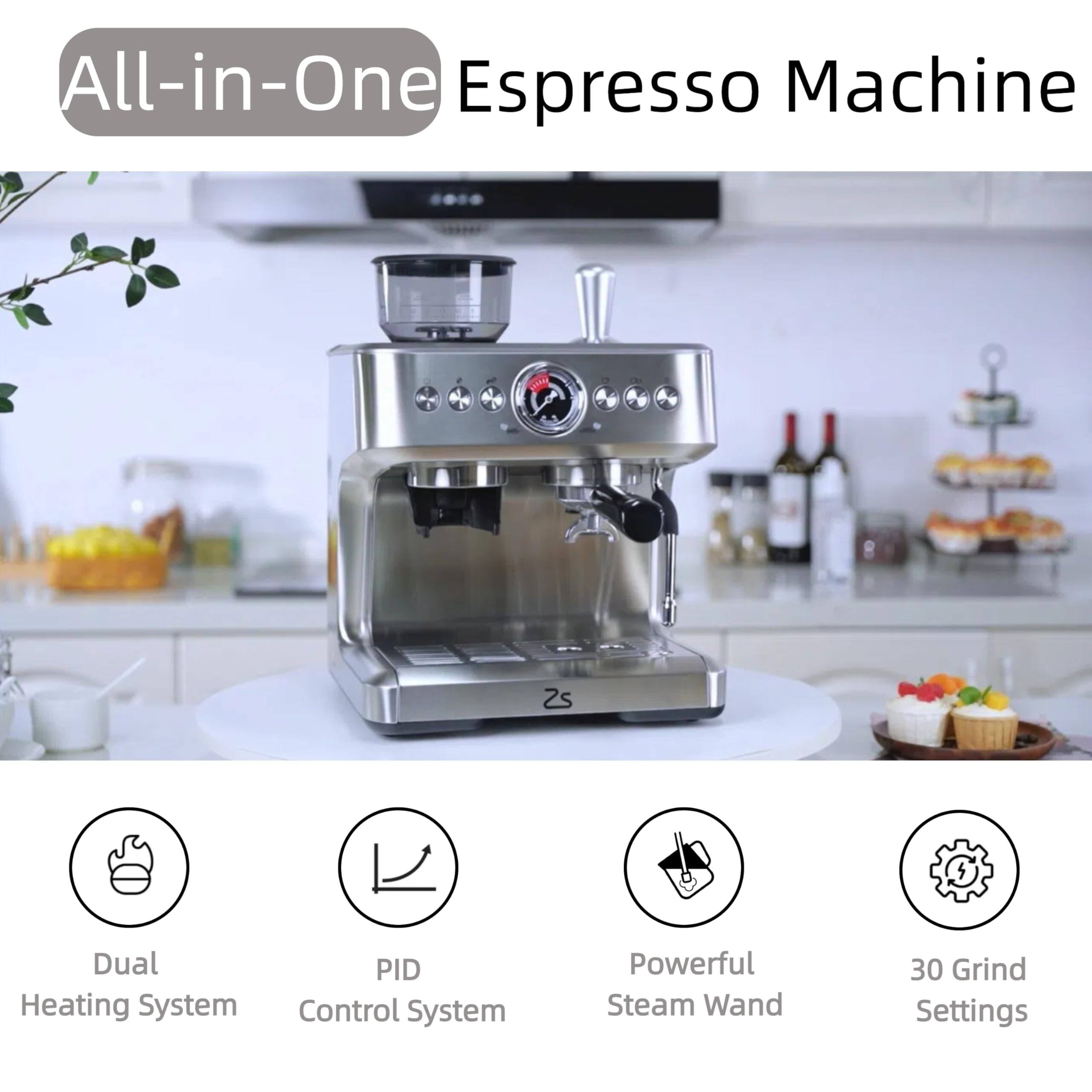 All-in-One Espresso Machine

- Dual Heating System
- PID Control System
- Powerful Steam Wand
- 30 Grind Settings