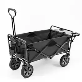 Mac Sports - Collapsible Folding Outdoor Garden Utility Wagon Cart w/ Table, Grey - Gray