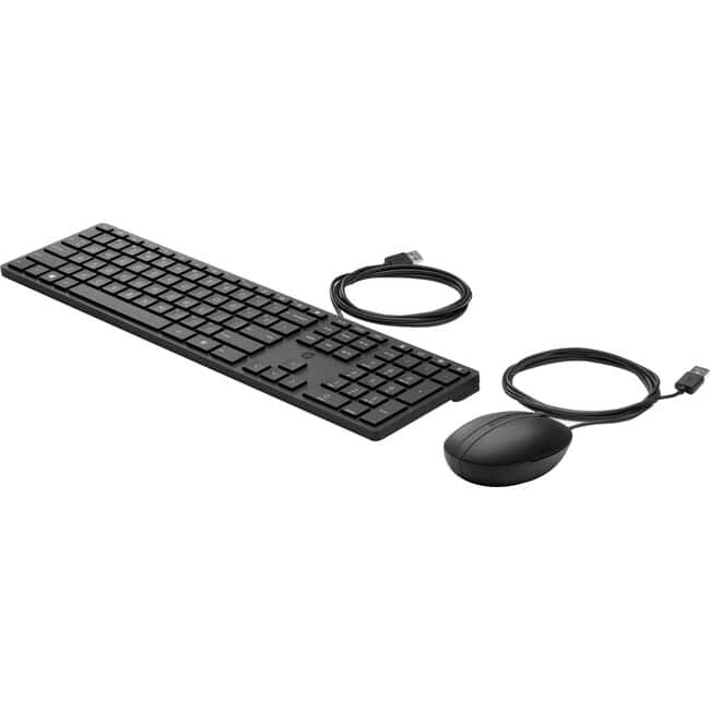 HP - Wired Desktop 320MK Mouse and Keyboard - USB Cable Keyboard - English - Black - Cable Mouse - Black - Compatible with - Unknown