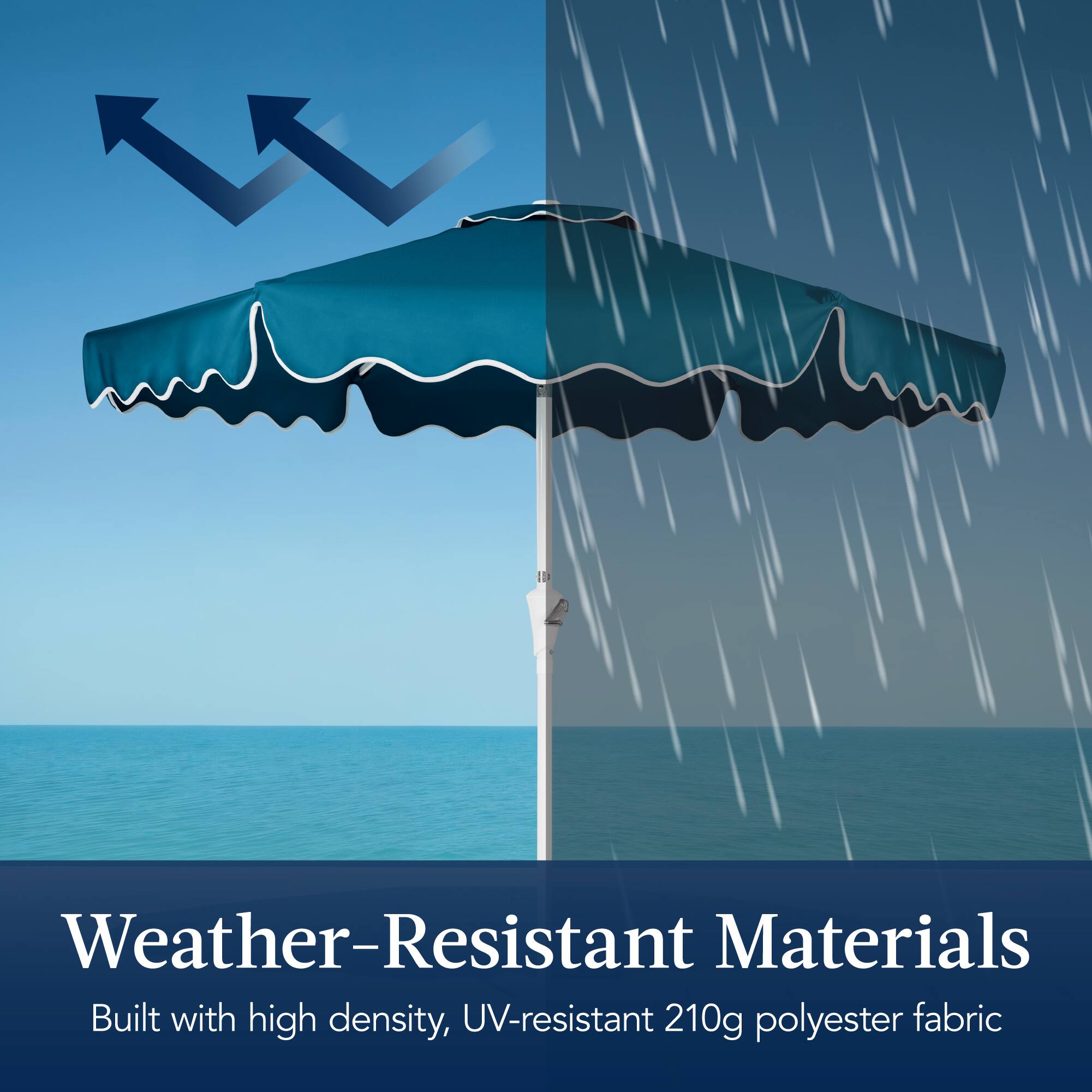 Weather-Resistant Materials  
Built with high density, UV-resistant 210g polyester fabric