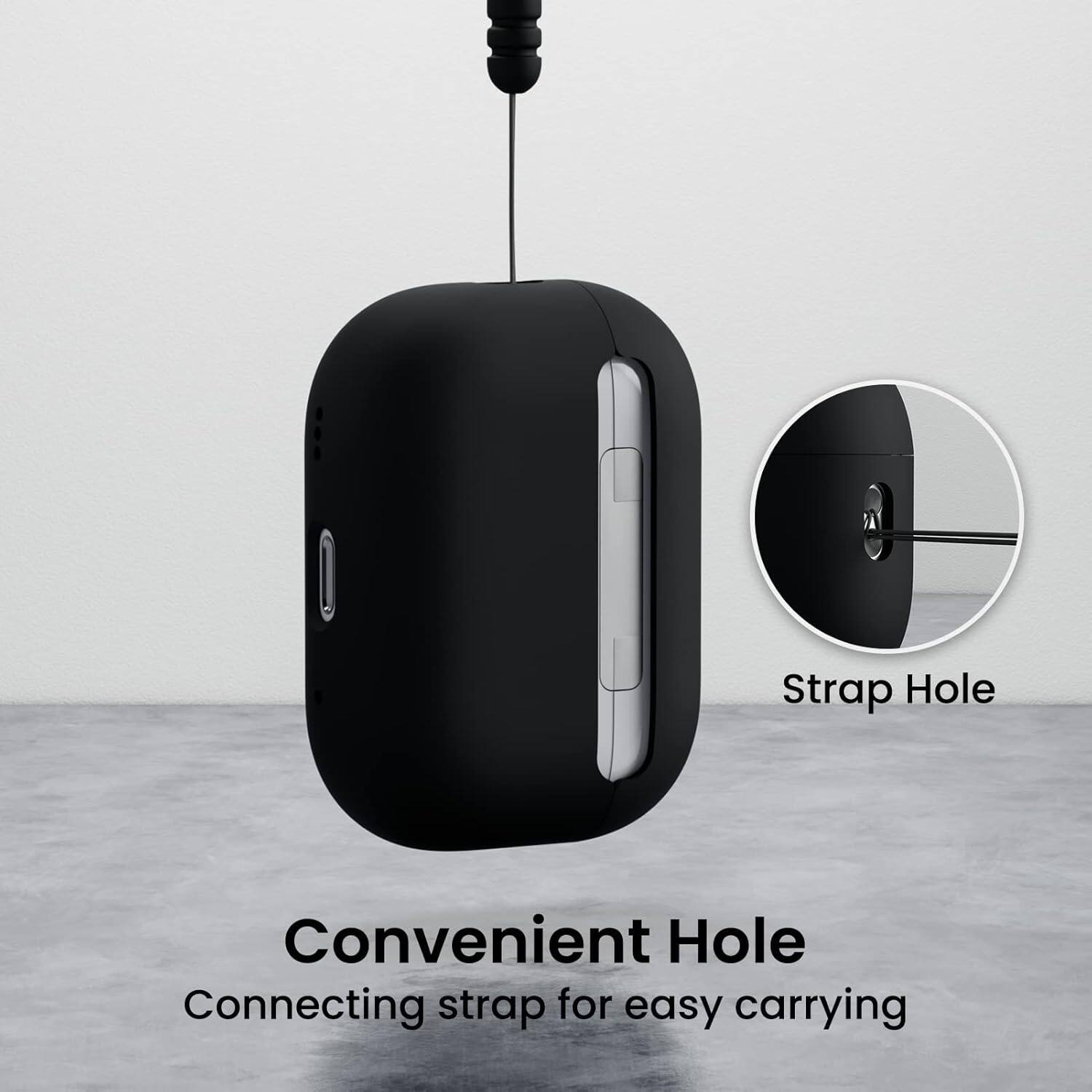 The text on the image reads "Convenient Hole Connecting strap for easy carrying."