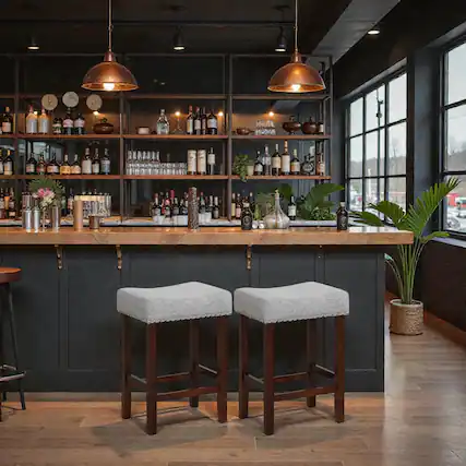 Front. Hivvago - 24-Inch Upholstered Bar Stools with Comfortably Curved Seats - Set of 2 - Gray.