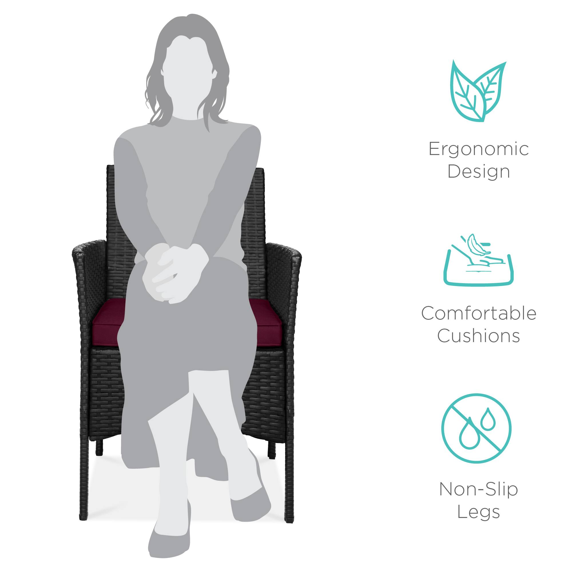 Ergonomic Design  
Comfortable Cushions  
Non-Slip Legs