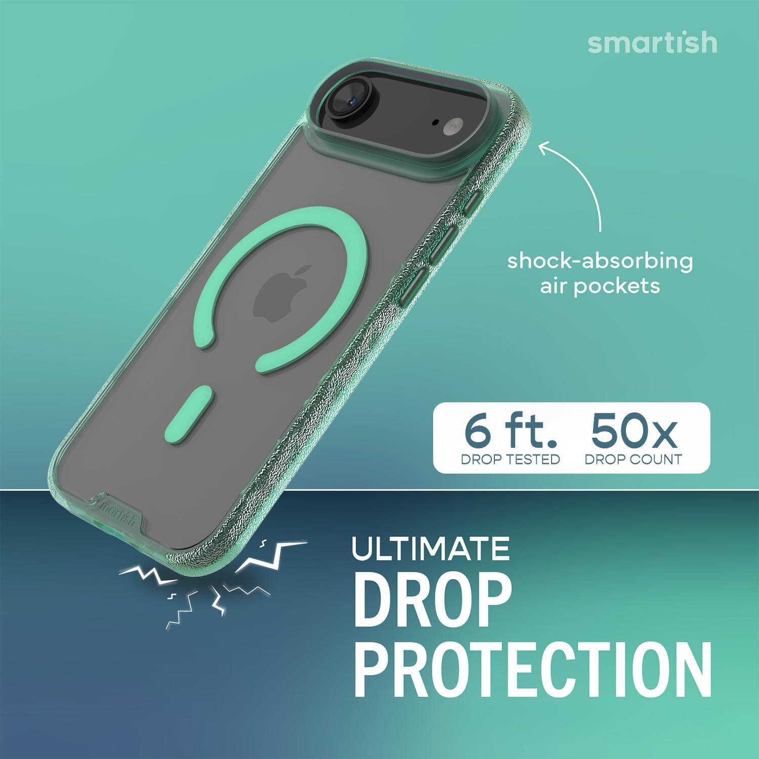 smartish  
shock-absorbing air pockets  
6 ft. 50x DROP TESTED DROP COUNT  
ULTIMATE DROP PROTECTION
