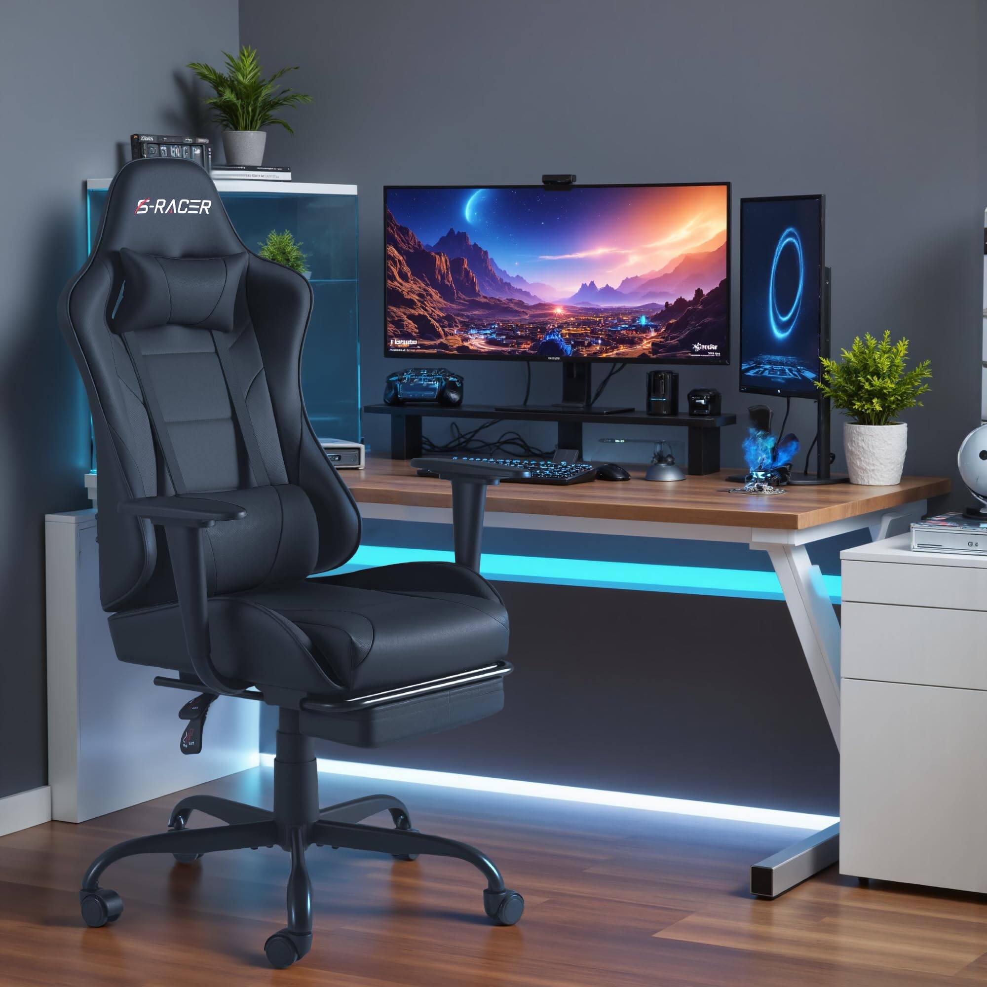 Hirose Alice Gaming Chairs Computer Chair With Footrest And Massage ...
