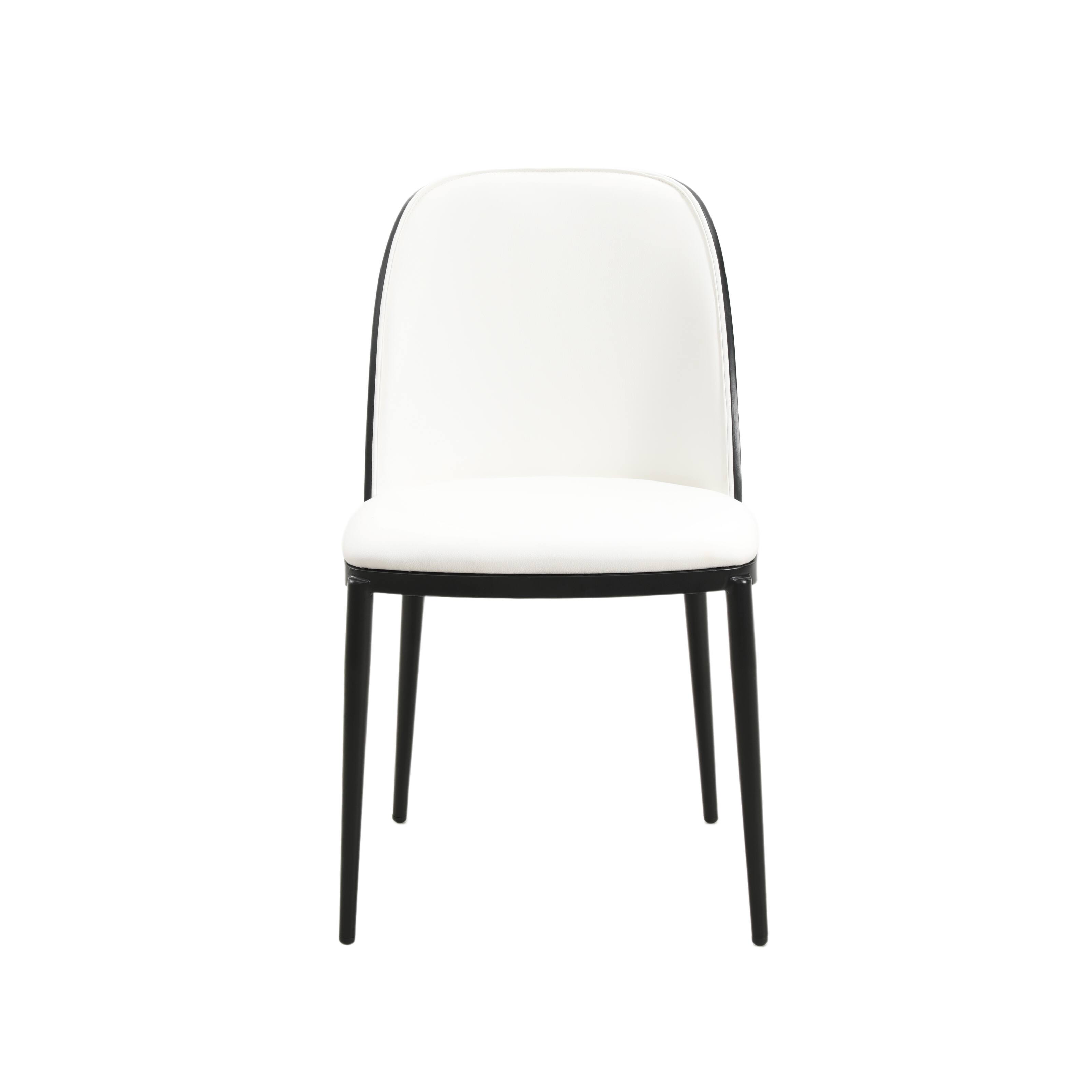 Alt View 3. LeisureMod - Tule 4-PCS Mid-Century Modern Fabric Dining Chair, Cushioned Kitchen Vanity Desk Chair with Heavy-Duty Metal Frame - Black/White.