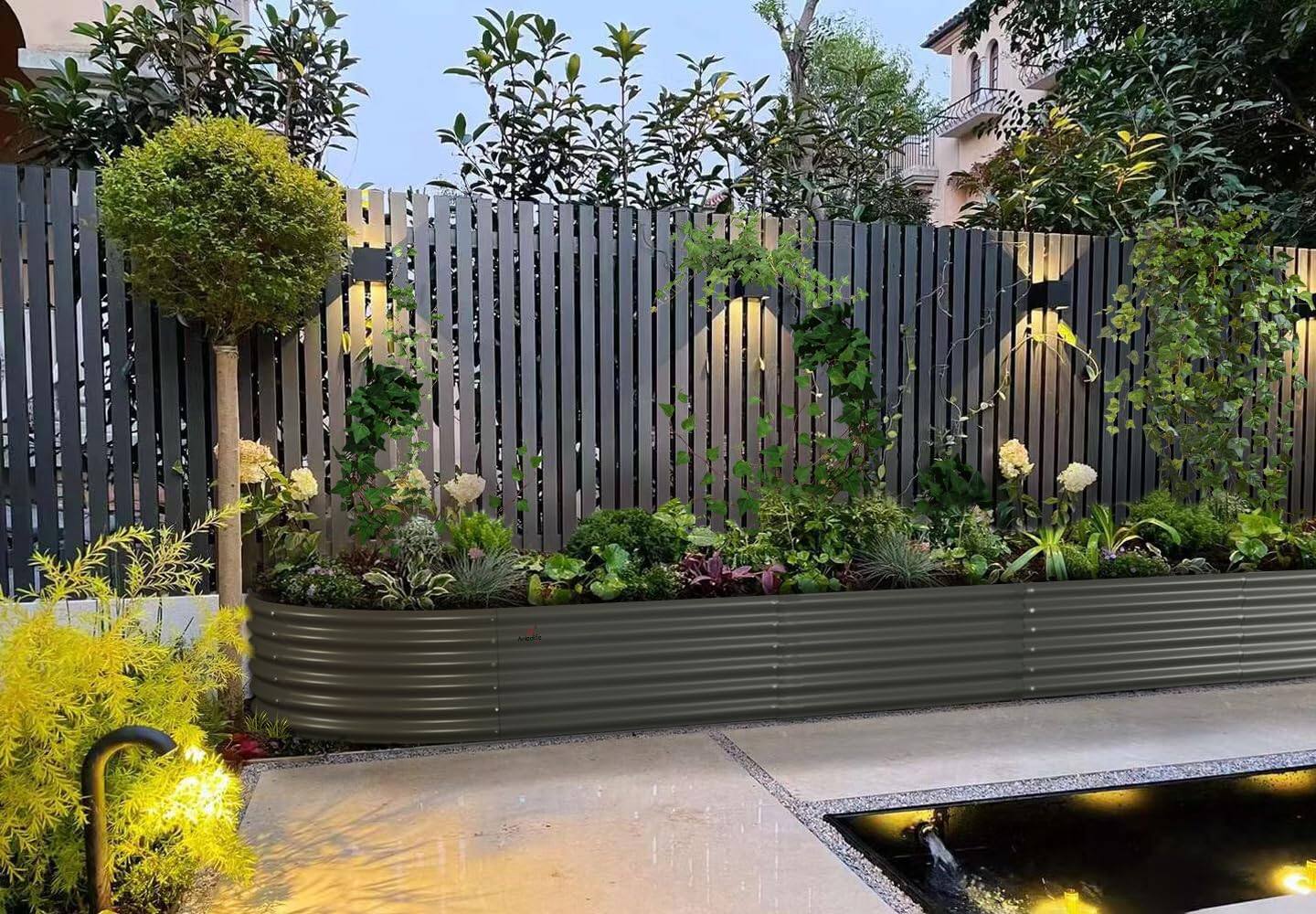 Alt View 5. A Anleolife - 6-Pack Metal Oval Large Raised Garden Bed Planter Boxes for Vegetables Flowers Herbs (144 in. L x 36 in. W x 18 in. H) - Gray.