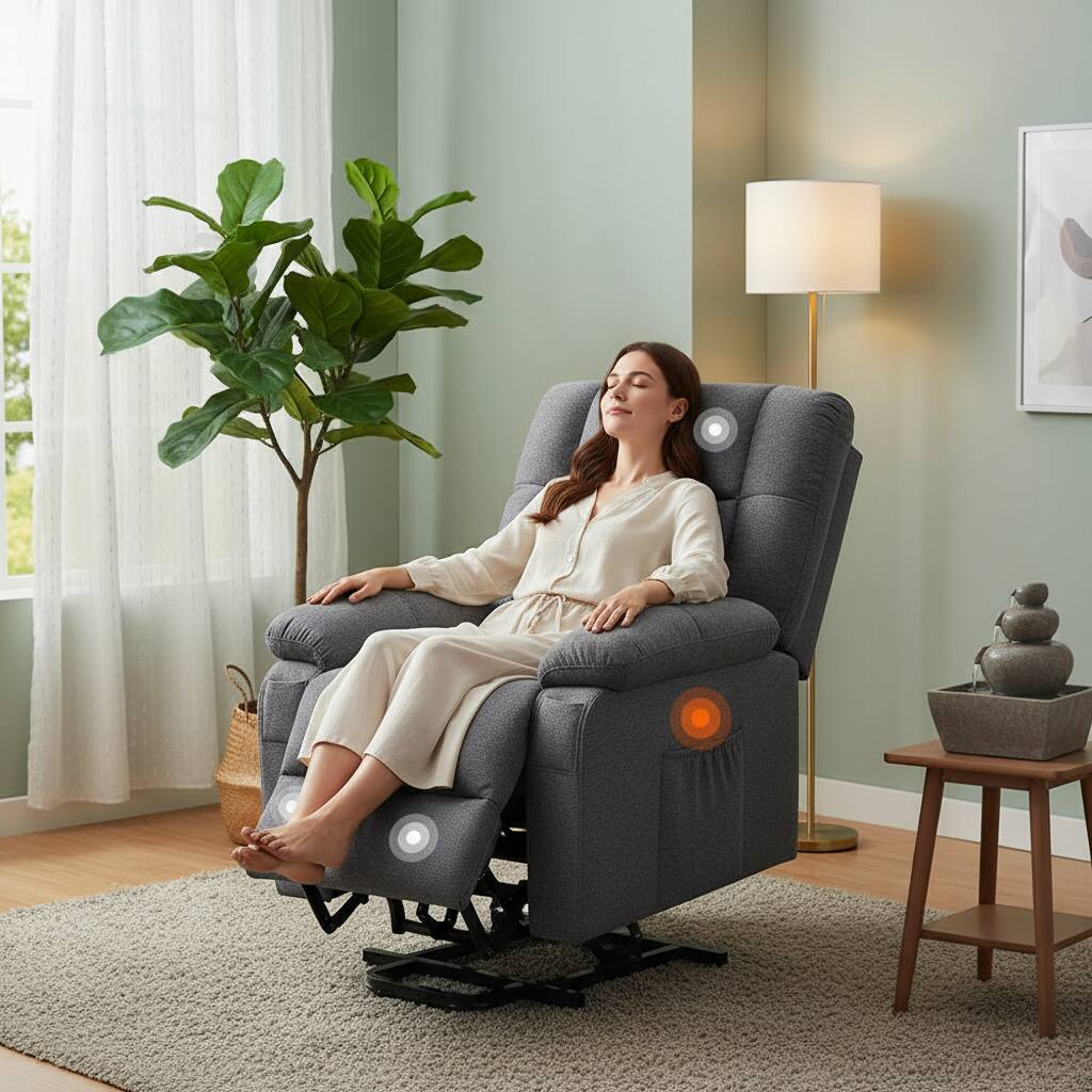 Alt View 5. AOITUN - Power Lift Recliner Chair for Elderly with Massage and Heat, Electric Stand Up Sofa Fabric Living Room Chair, Grey - Gray.