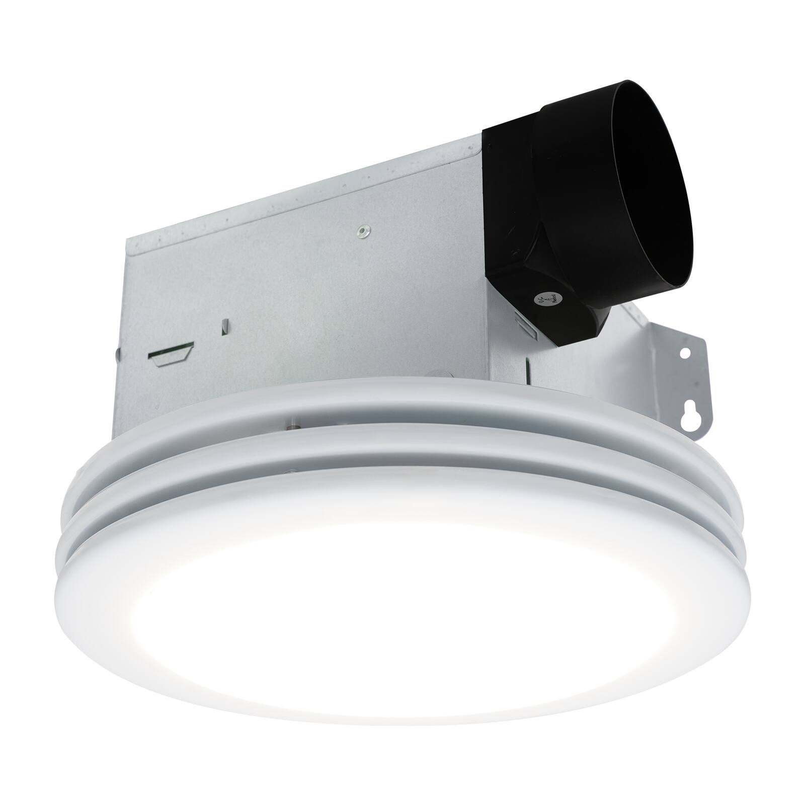 Front. Akicon - 1480NL Satin White 80 CFM 2 Sones Celling Bathroom Exhaust Fan with Light, 15 Watt Dimmable 3CCT LED Light - Satin White.